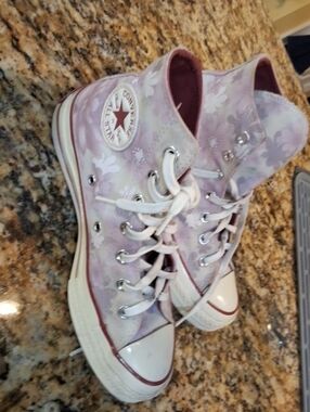 Converse Pink Floral High Top Sneakers